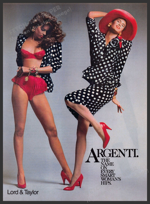 Argenti Lingerie 1980s Print Advertisement 1989 Long Legs Beautiful Fetch-the-Paper