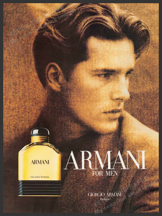 Armani Cologne for Men Sepia Older Looking 1990s Photo Print Ad 1990 Fetch-the-Paper