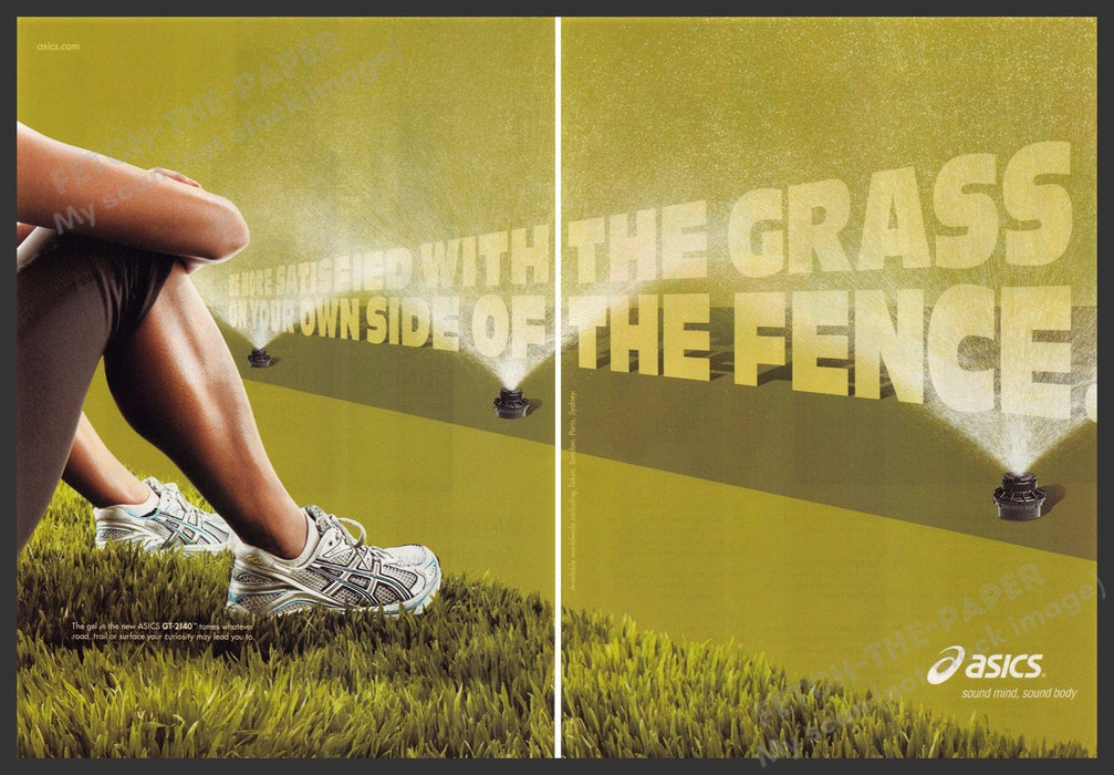 Asics 2000s Magazine Print Advertisement (2 pages) 2009 GT-2140 Grass Legs Asics