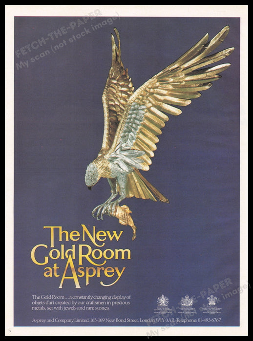 Asprey & Company The Gold Room 1980s Print Advertisement Ad 1982 Fetch the Paper!