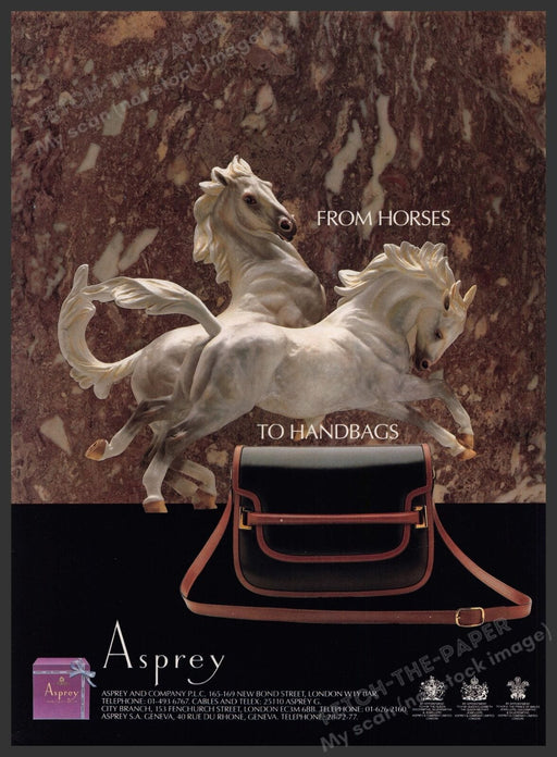 Asprey From Horses to Handbags 1980s Print Advertisement Ad 1982 Fetch the Paper!