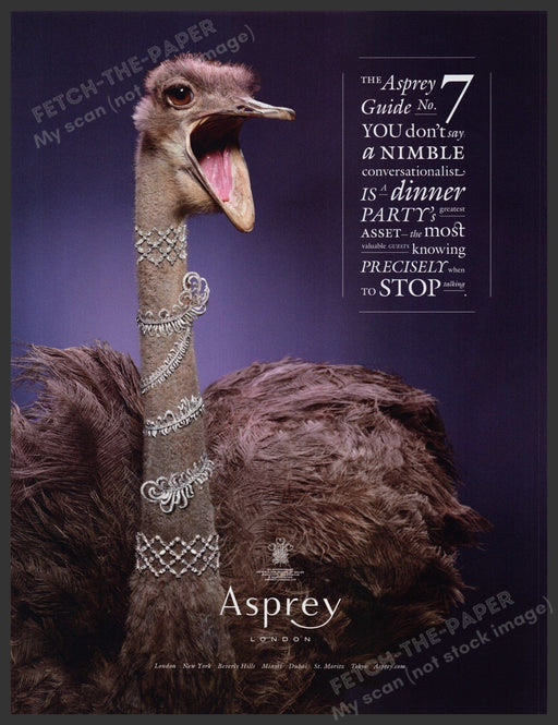 Asprey London Jewelry 2010s Print Advertisement Ad 2010 Ostrich Fetch-the-Paper
