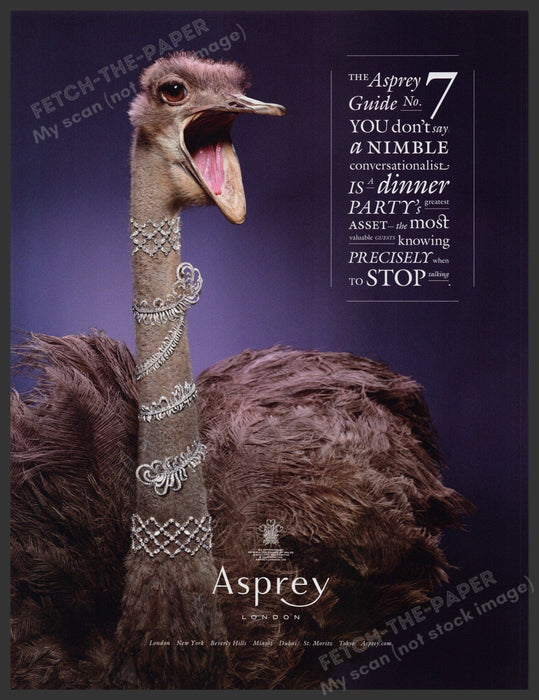Asprey London Jewelry 2010s Print Advertisement Ad 2010 Ostrich Fetch-the-Paper