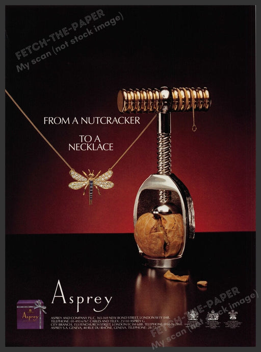 Asprey Necklace 1980s Print Advertisement Ad 1982 UK "Nutcracker to a Necklace" Fetch the Paper!