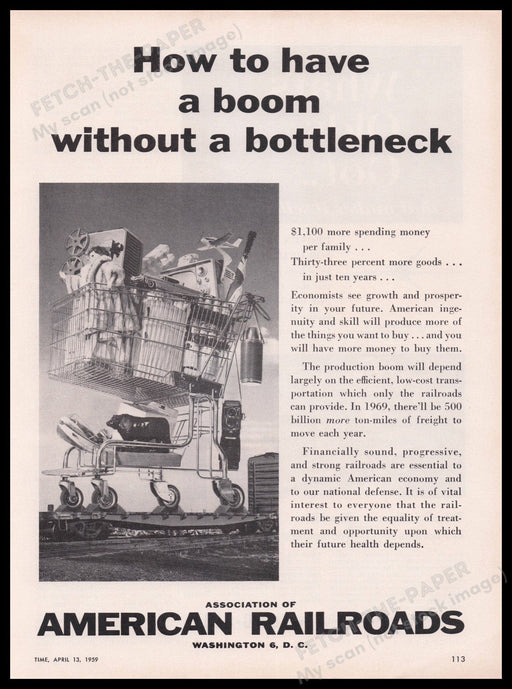 Association of American Railroads 1950s Print Advertisement Ad 1959 Fetch the Paper!