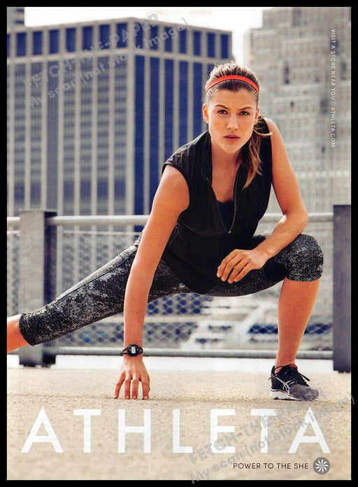Athleta 2010s Magazine Print Ad 2014 Legs Stretching Athlete "Power to the She" Athleta