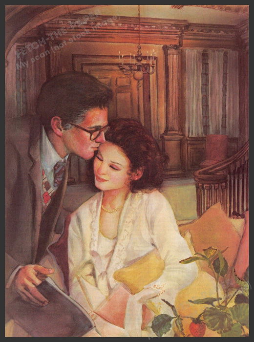 Ava Rene Artist 1980s Magazine Illustration 1985 Couple Kiss Forehead Ava Rene