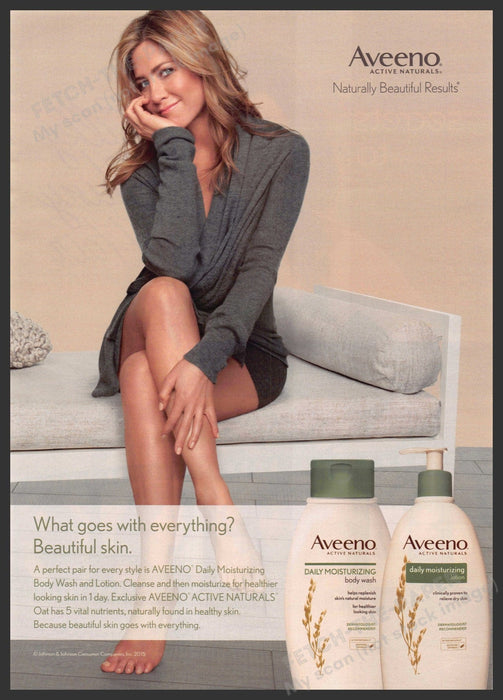 Aveeno 2010s Print Advertisement Ad 2015 Jennifer Aniston Legs Aveeno