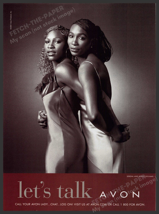 Avon Serena & Venus Williams 2000s Print Advertisement 2001 Tennis Let's Talk Fetch-the-Paper
