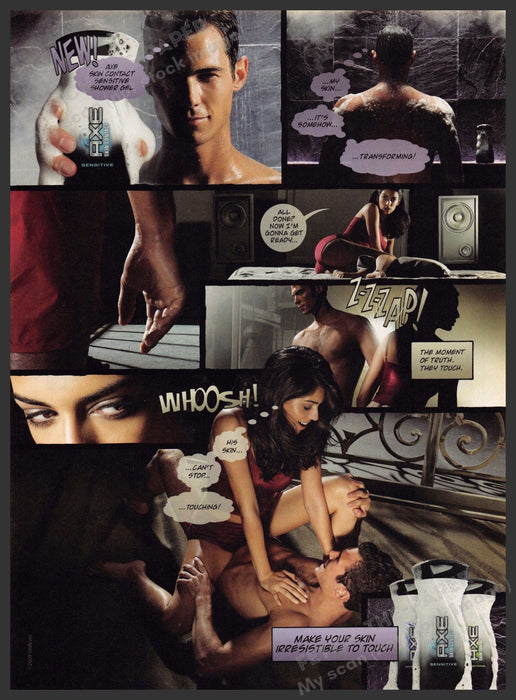 Axe Skin Contact 2000s Print Advertisement Ad 2009 Couple Axe