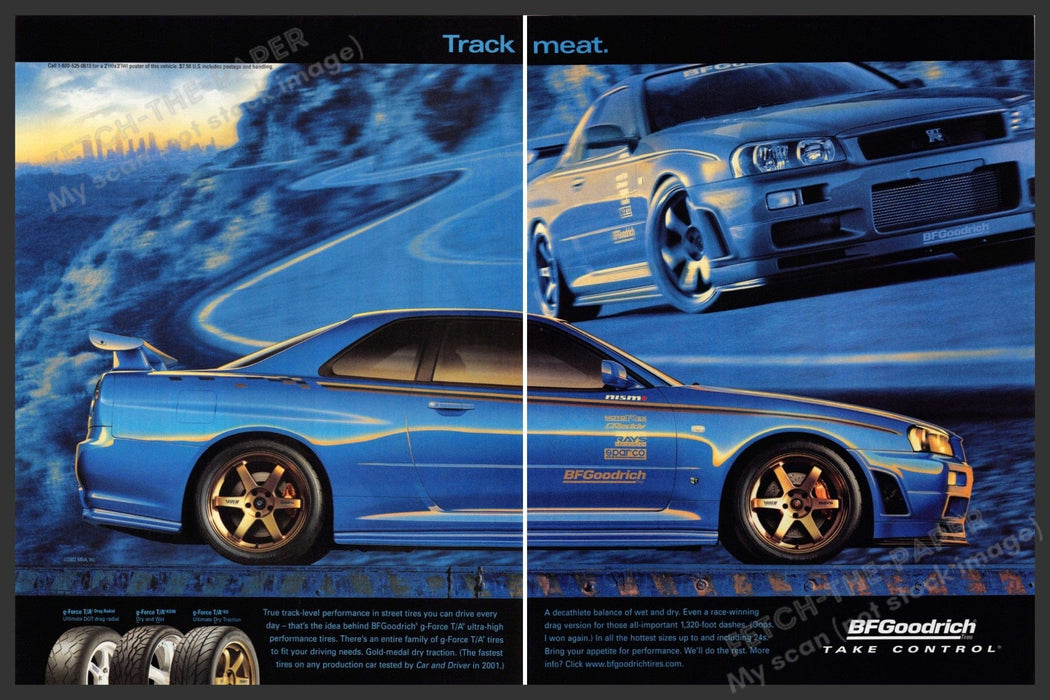 B.F. Goodrich Tires 2000s Print Ad (2 page) 2003 g-Force T/A "Track Meat" Fetch-the-Paper