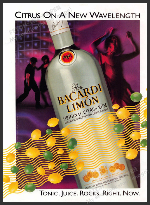 Bacardi Limon 1990s Print Advertisement Ad 1993 New Wavelength Girls Dancing Bacardi
