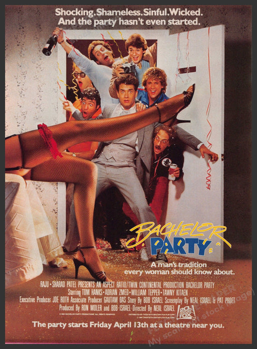 Bachelor Party Movie Release 1980s Print Advertisement 1984 Fishnet Legs Fetch-the-Paper