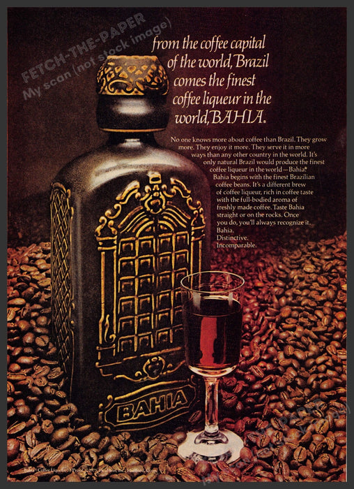 Bahia Coffee Liqueur 1970s Print Advertisement 1976 Brazil Fetch-the-Paper