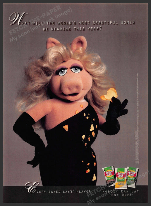 Baked Lays 1990s Print Advertisement Ad 1997 Miss Piggy Muppet Lays