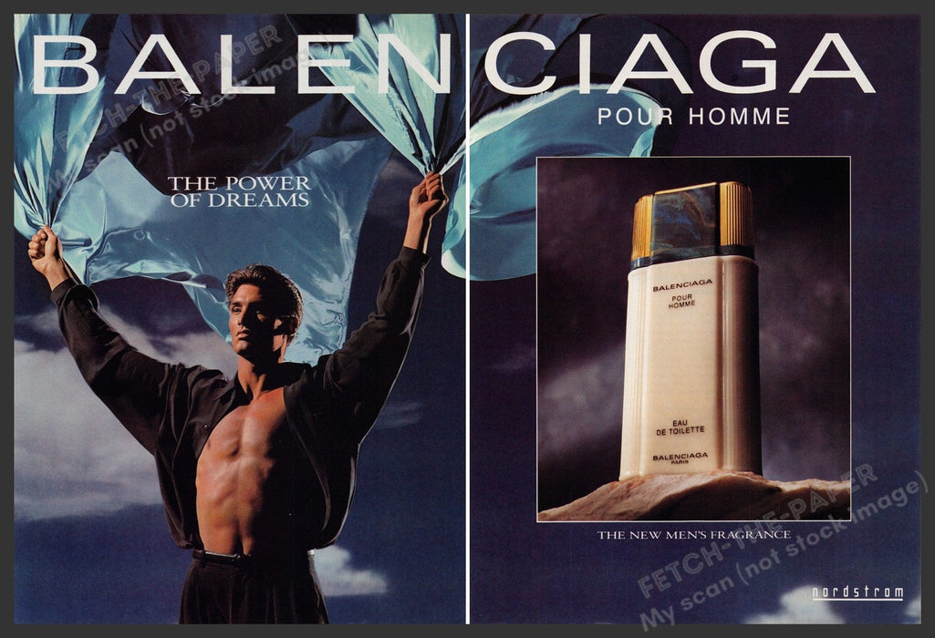 Balenciaga Men's 1990s Print Advertisement (2 Pgs) 1991 "The power of dreams" Fetch-the-Paper