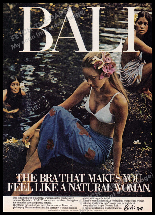 Bali 1970s Print Advertisement 1977 Natural Woman Bathing Swimming Hole Bali