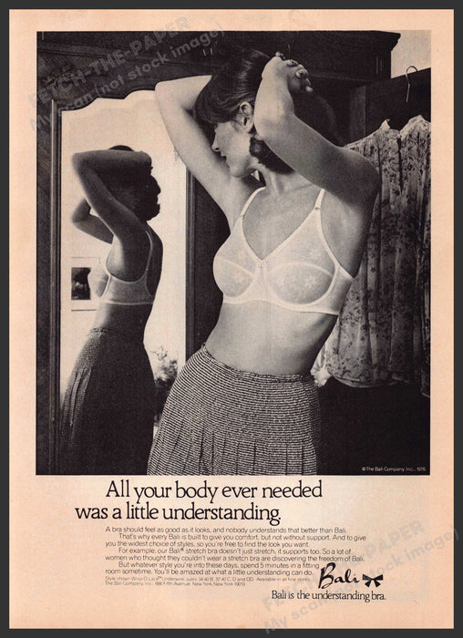Bali Bra 1970s Print Advertisement 1976 Woman Mirror Reflection Fetch-the-Paper