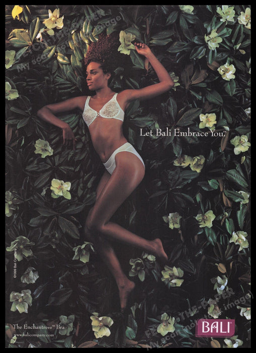 Bali Lingerie 1990s Print Advertisement Ad 1999 Enchantress Flower Model Sexy Fetch the Paper!