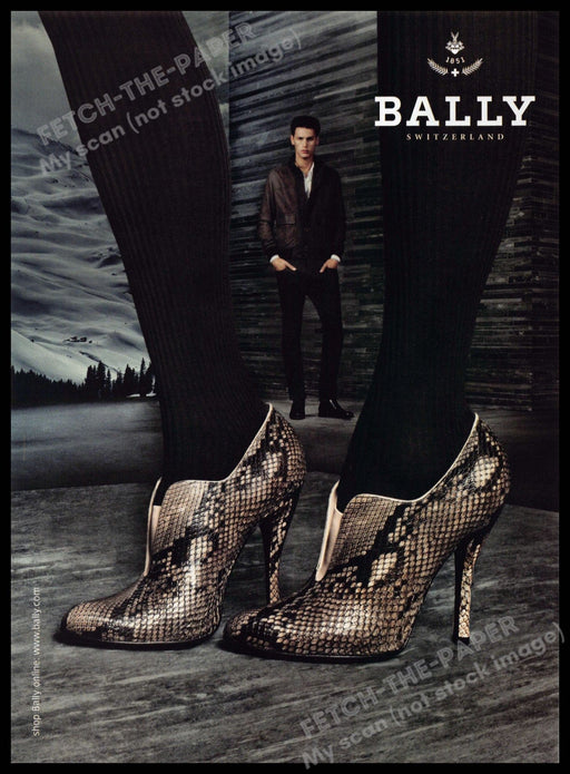 Bally 2010s Print Advertisement 2010 Snakeskin Bootie Shoes Tights Legs Watching Bally
