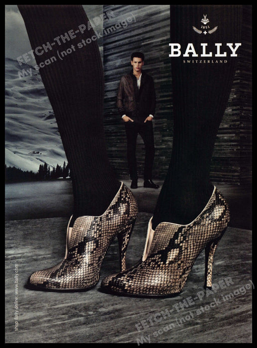 Bally 2010s Print Advertisement 2010 Snakeskin Bootie Shoes Tights Legs Watching Bally