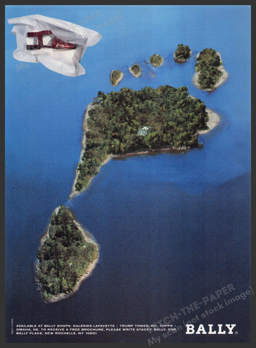 Bally Shoes 1990s Print Advertisement 1994 Footprint Islands Fetch-the-Paper