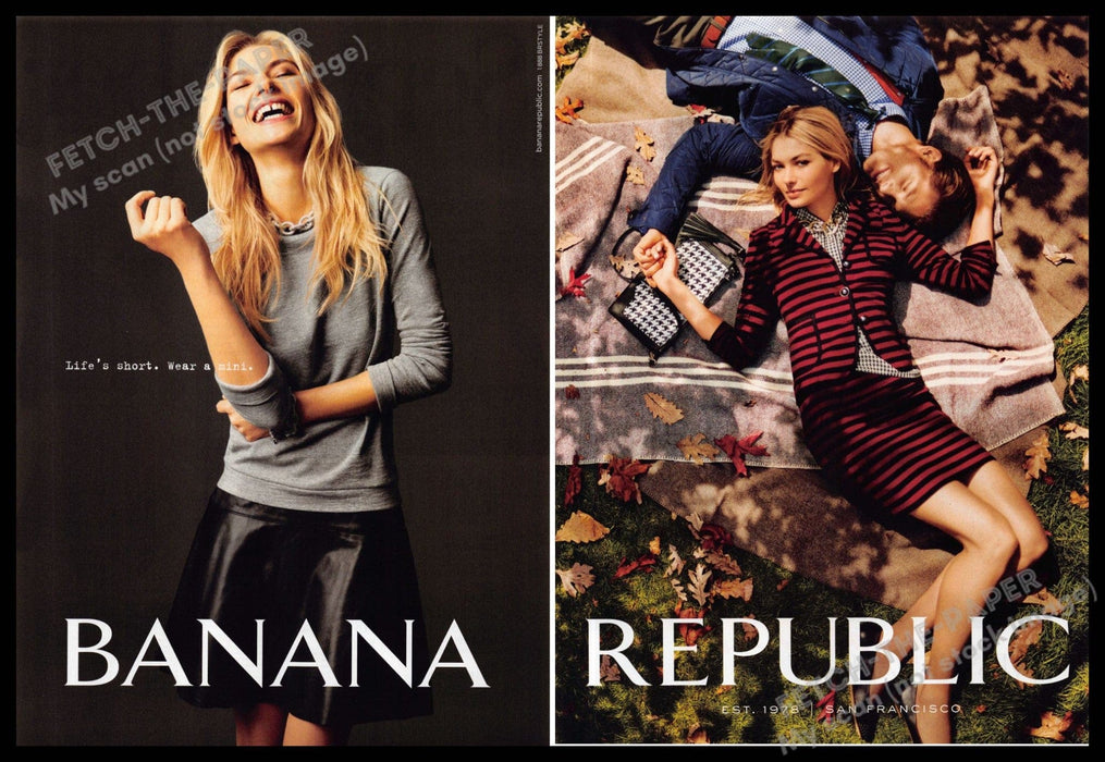 Banana Republic 2010s Print Ad (2 page) 2013 Legs "Life's short. Wear a mini" Banana Republic