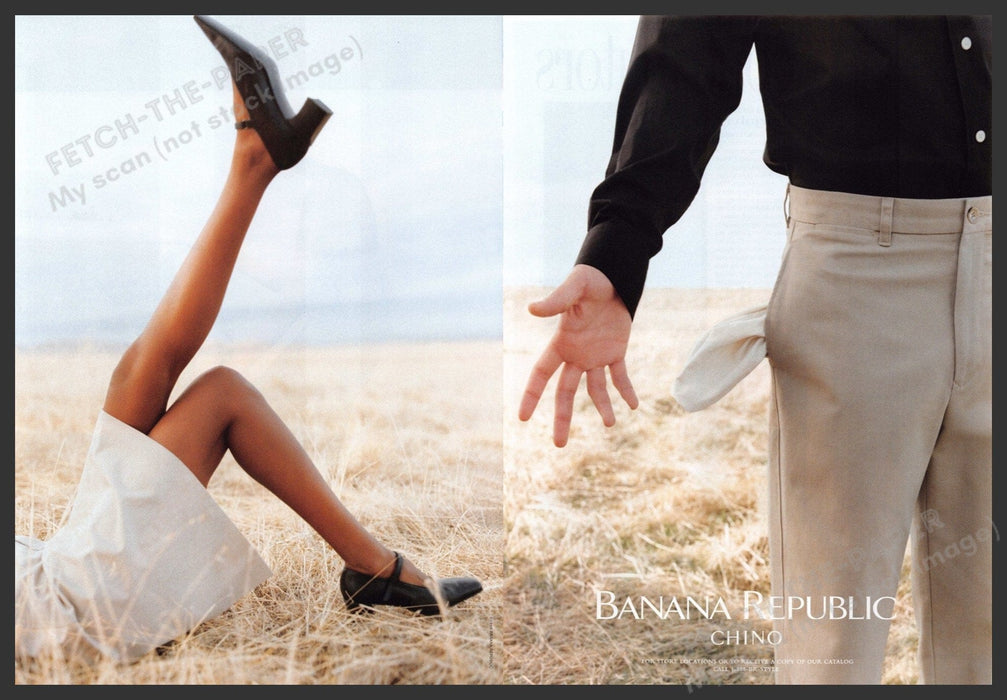 Banana Republic Chino 1990s Print Ad (2 page) 1999 Legs Men's Clothing Fetch-the-Paper