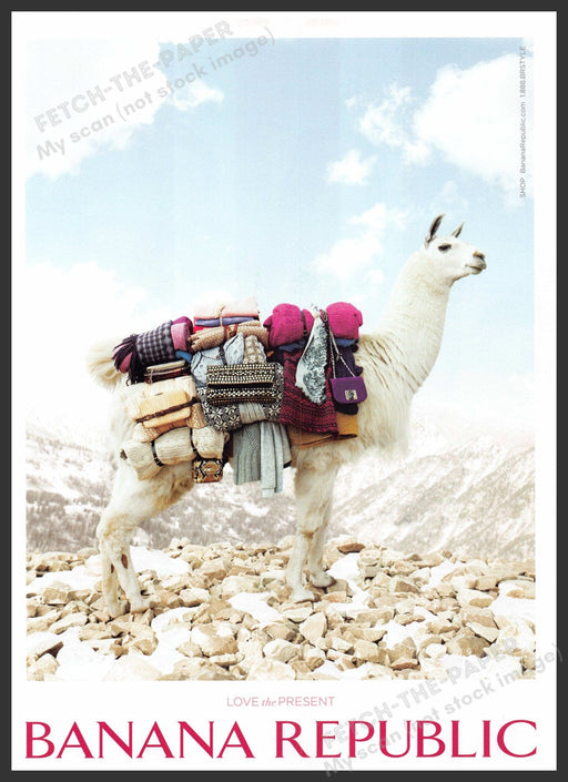 Banana Republic Llama 2010s Print Advertisement 2010 "Love the present" Banana Republic