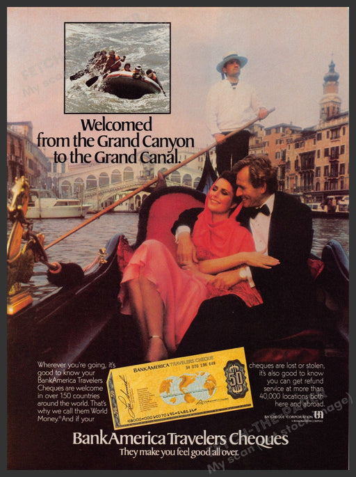 Bank America Travelers Cheques 1980s Print Advertisement Ad 1981 Travel Venice Fetch-the-paper.com
