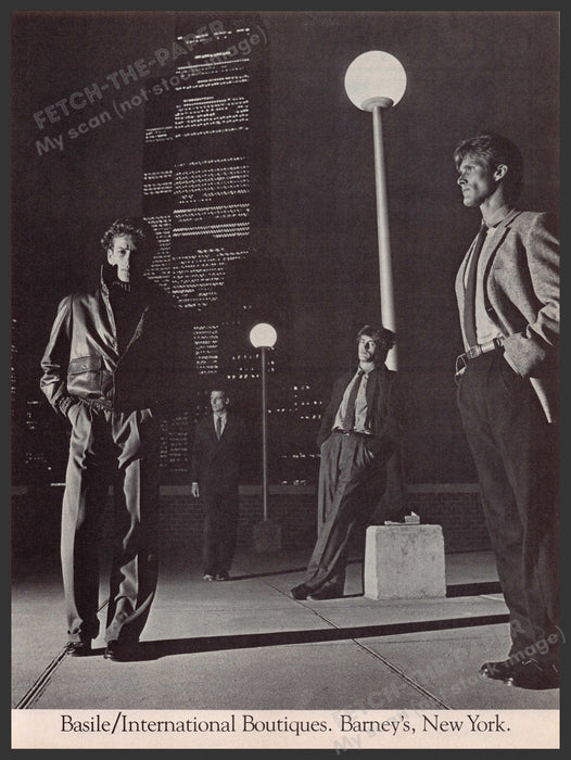 Barney's New York Men's 1970s Print Advertisement 1979 WTC Twin Towers NYC Fetch-the-Paper
