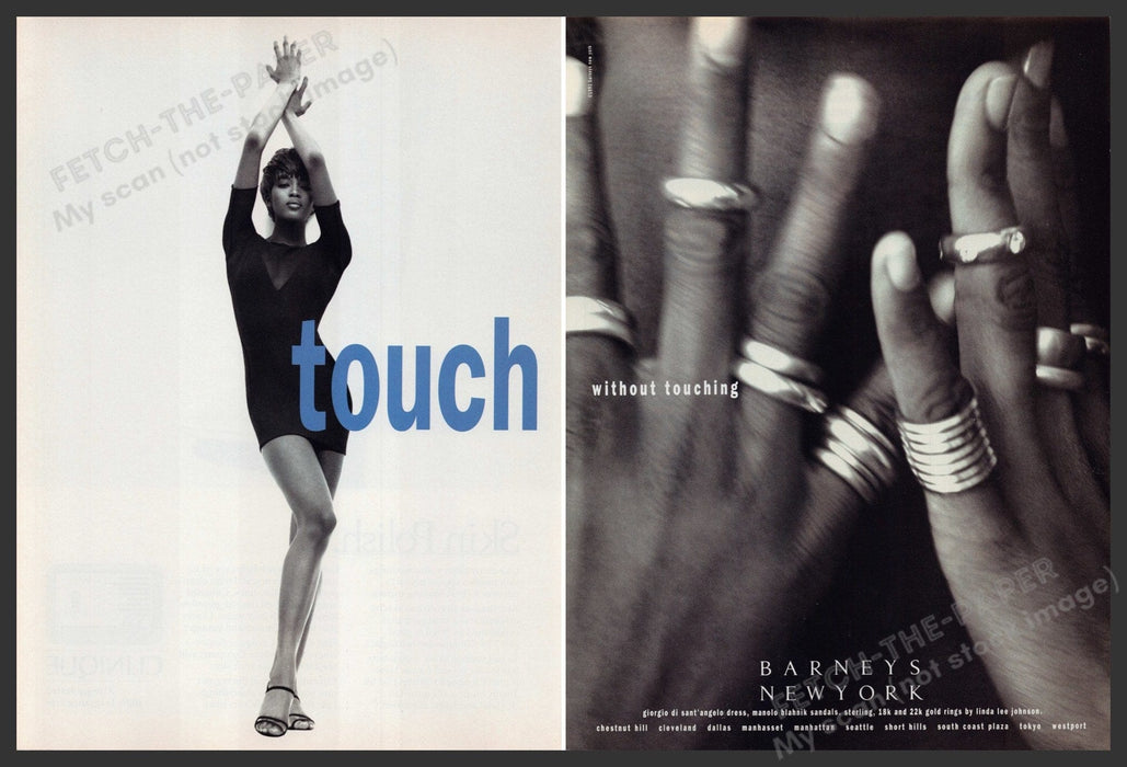 Barneys New York 1990s Print Advertisement Ad (2 pages) 1991 Naomi Campbell Fetch the Paper!
