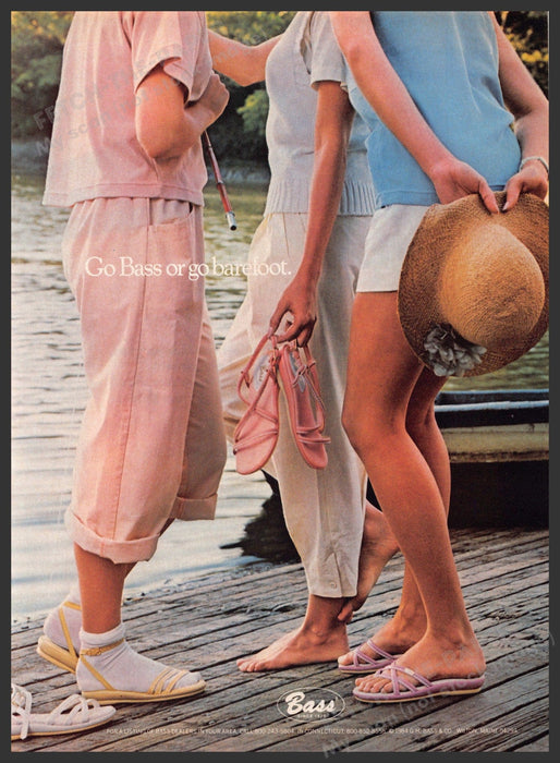 Bass 1980s Magazine Print Advertisement 1984 Girls Legs Boat Dock Footwear Bass