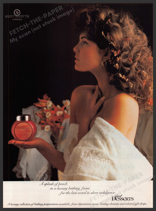 Beauty Basics Just Desserts Skin Bath Foam 1980s Print Advertisement Ad 1986 Fetch-the-Paper