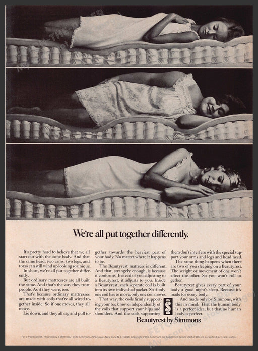 Beautyrest by Simmons Mattress 1960s Print Advertisement Ad 1969 Put together Fetch the Paper!