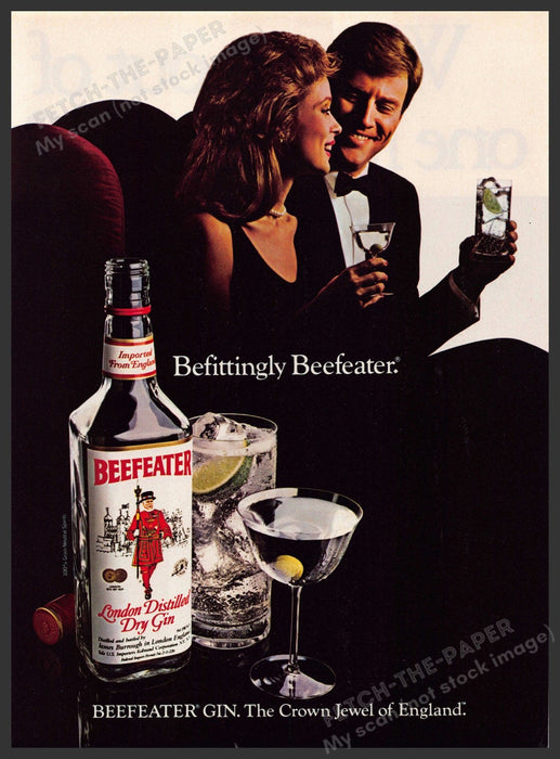 Beefeater 1980s Magazine Print Advertisement 1984 "Befittingly Beefeater" Beefeater
