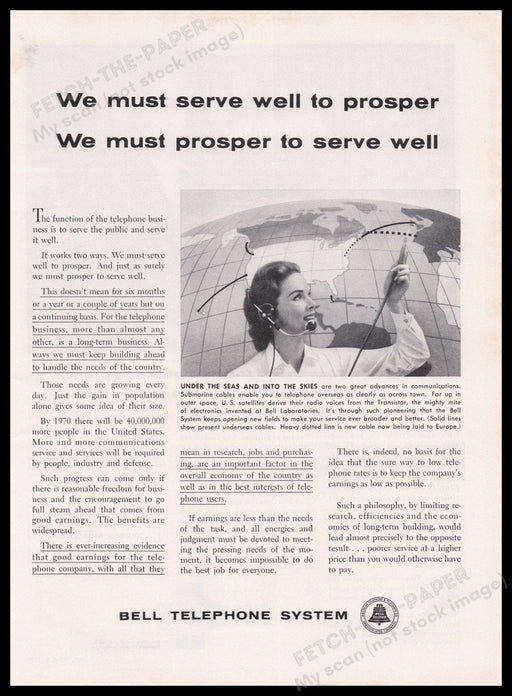 Bell Telephone System Under the Seas 1950s Print Advertisement Ad 1959 Fetch the Paper!