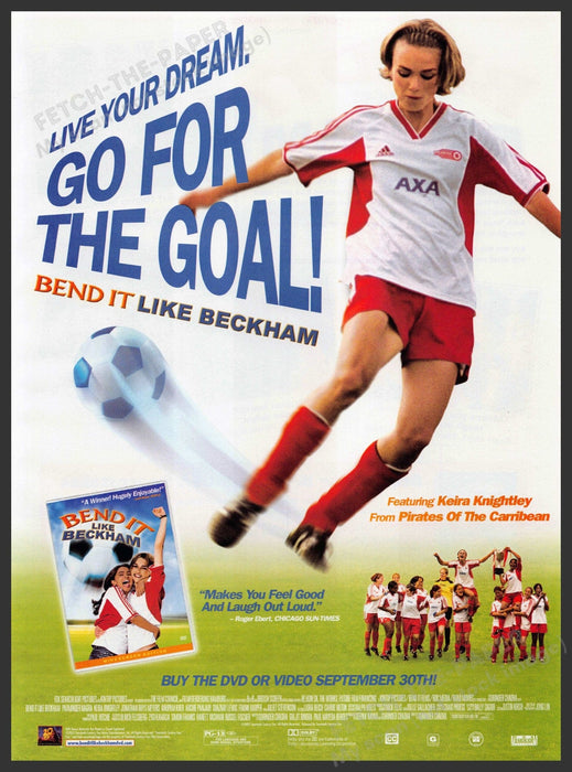 Bend It Like Beckham Movie Release 2000s Print Advertisement 2003 Knightley Fetch-the-Paper
