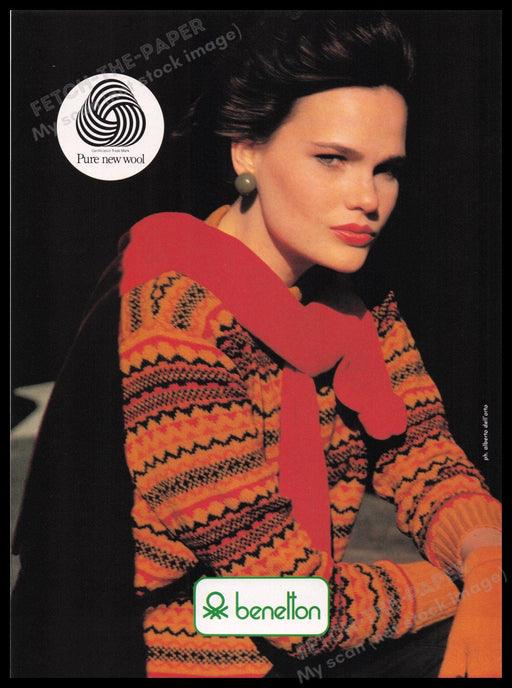 Benetton 1980s Print Advertisement Ad 1982 Pure New Wool Fetch the Paper!