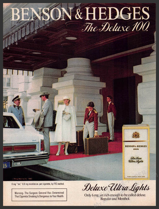 Benson & Hedges 1980s Magazine Print Advertisement 1983 Valet Parking Hotel Benson & Hedges