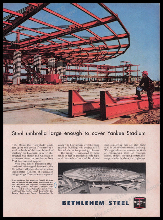 Bethlehem Steel Pan American World Terminal NY 1950s Print Advertisement Ad 1959 Fetch the Paper!