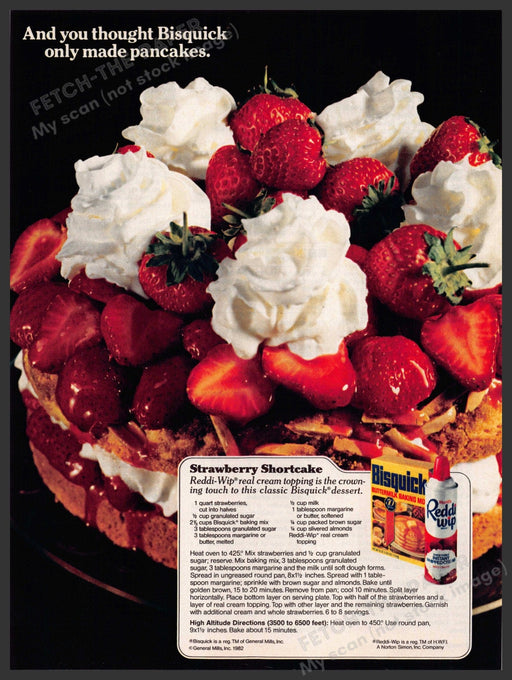 Bisquick & Reddi Whip 1980s Print Advertisement Ad 1983 Shortcake Recipe Bisquick