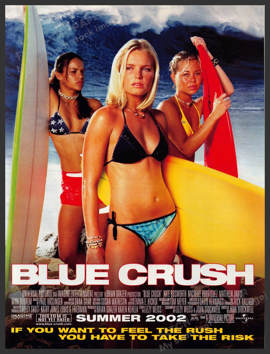 Blue Crush Movie Release 2000s Print Advertisement 2002 Surfing Kate Bosworth Fetch-the-Paper