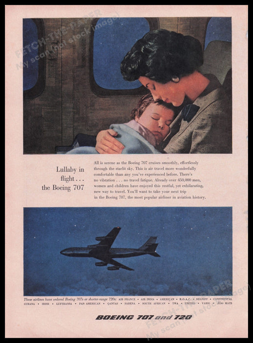 Boeing 707 & 720 Airplanes 1950s Print Advertisement Ad 1959 Fetch the Paper!