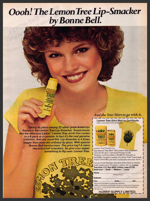 Bonne Bell The Lemon Tree Lip-Smacker 1970s Print Advertisement 1979 Bonne Bell