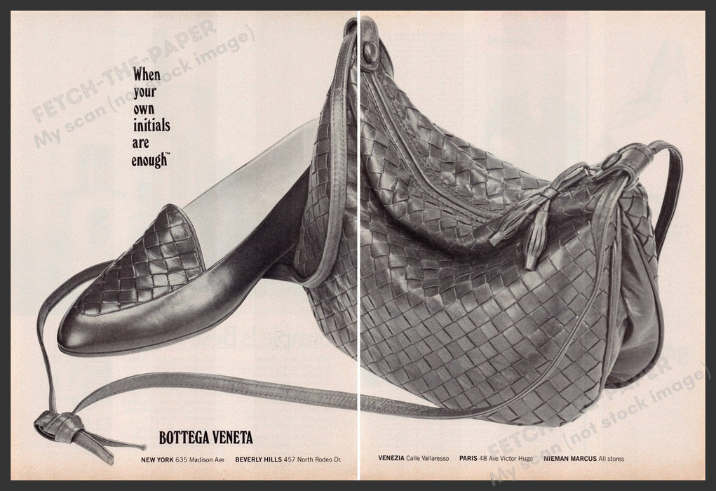 Bottega Veneta Shoes Handbag 1980s Print Advertisement (2 pages) 1981 Fetch-the-paper.com