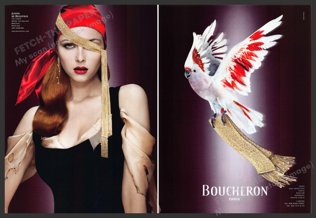 Boucheron 2000s Magazine Print Ad (2 pages) 2005 Major Mitchell's Cockatoo Boucheron