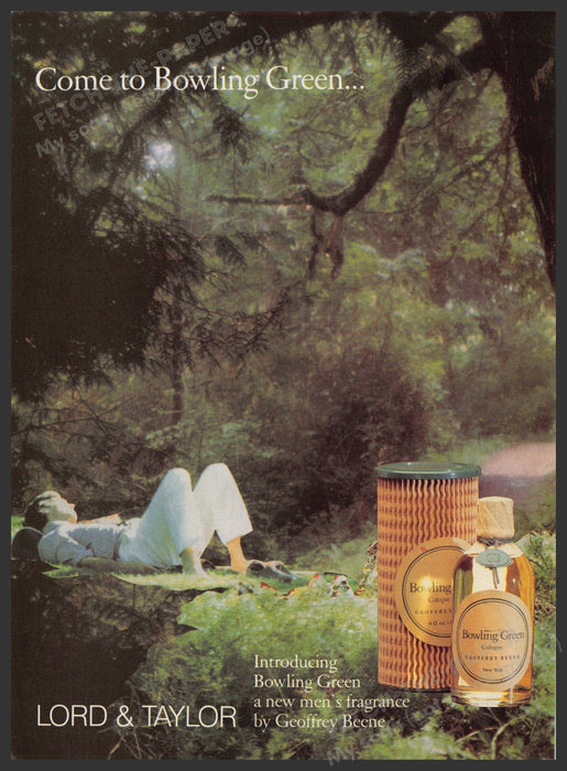 Bowling Green 1980s Print Advertisement 1987 Geoffrey Beene (Not the product) Bowling Green