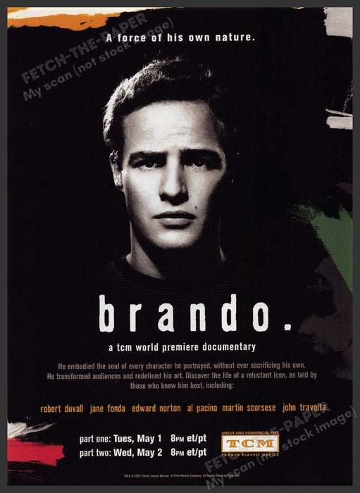 Brando TCM Documentary 2000s Print Advertisement 2007 T.V. Show Fetch-the-Paper