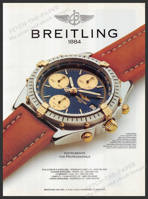 Breitling 1884 Model Watch 1990s Print Advertisement Ad 1992 Fetch the Paper!